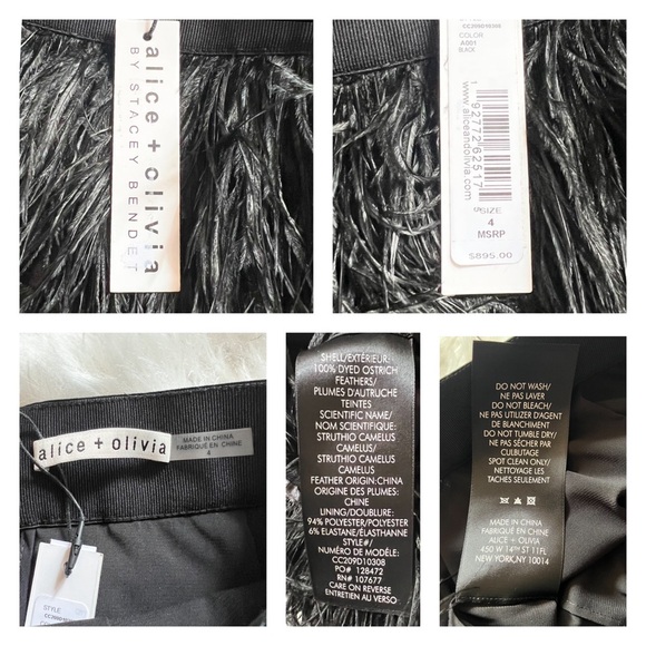 New! ALICE + OLIVIA Cina Ostrich Feather Mini Skirt - Picture 10 of 10